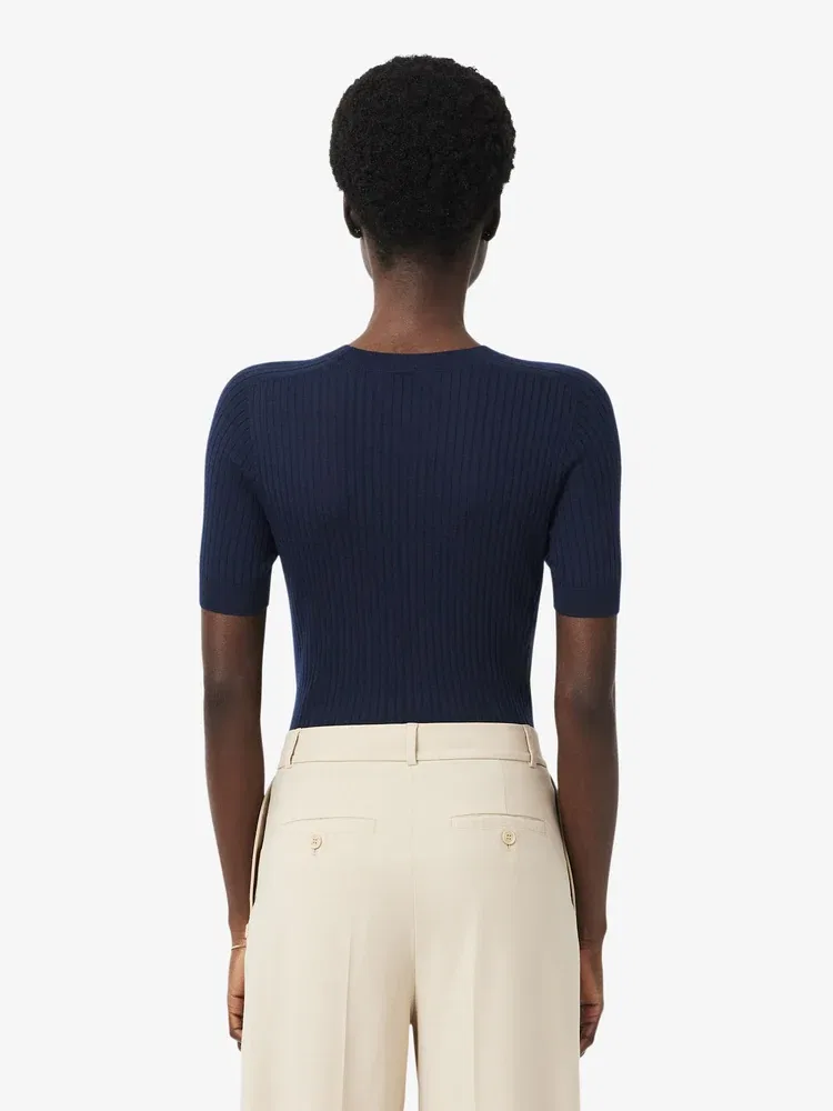 Свитер женский LACOSTE Navy с ребристой вязкой — фото 3