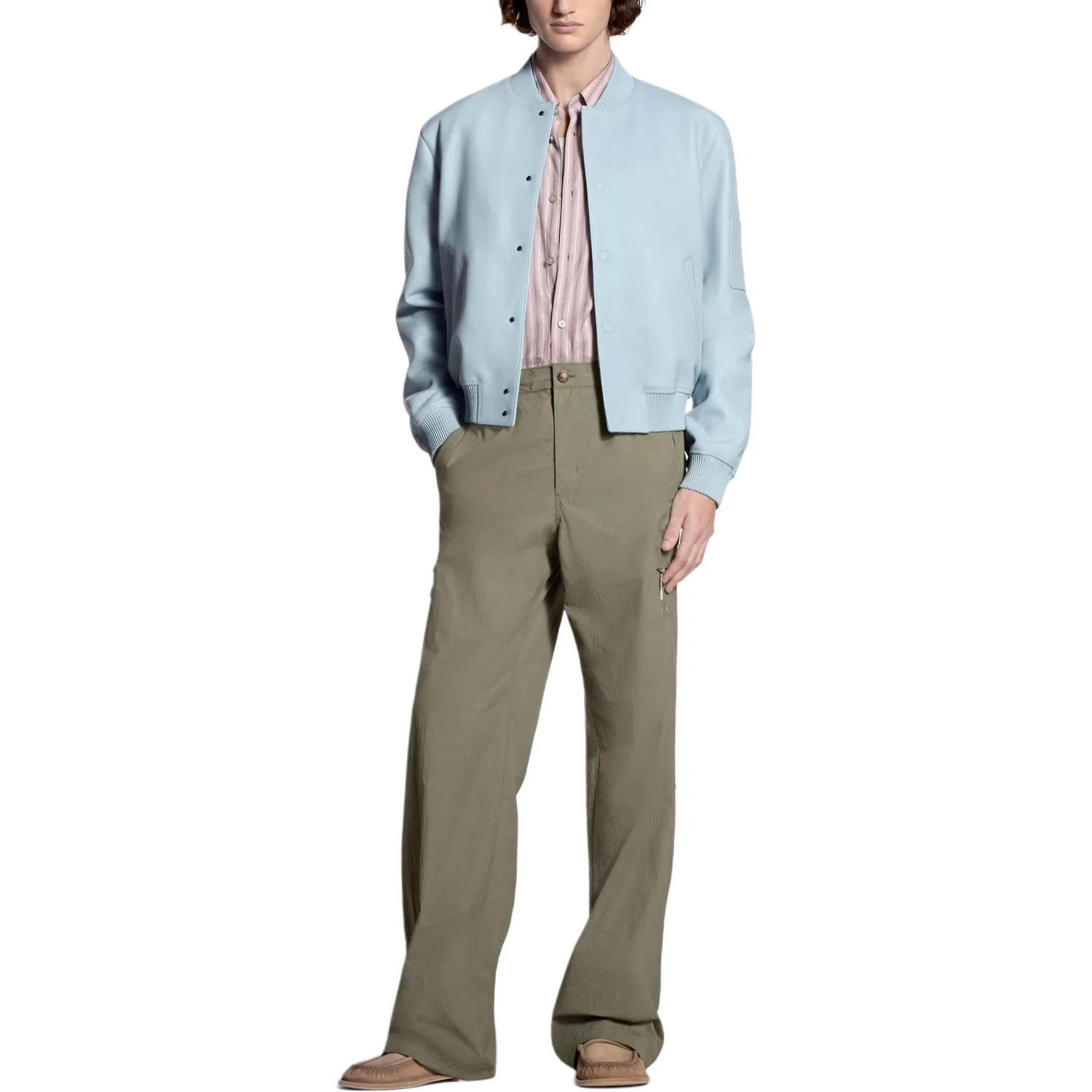Мужская куртка из кожи с длинным рукавом LOUIS VUITTON x Pharrell Williams SS26, Light Blue — фото 3