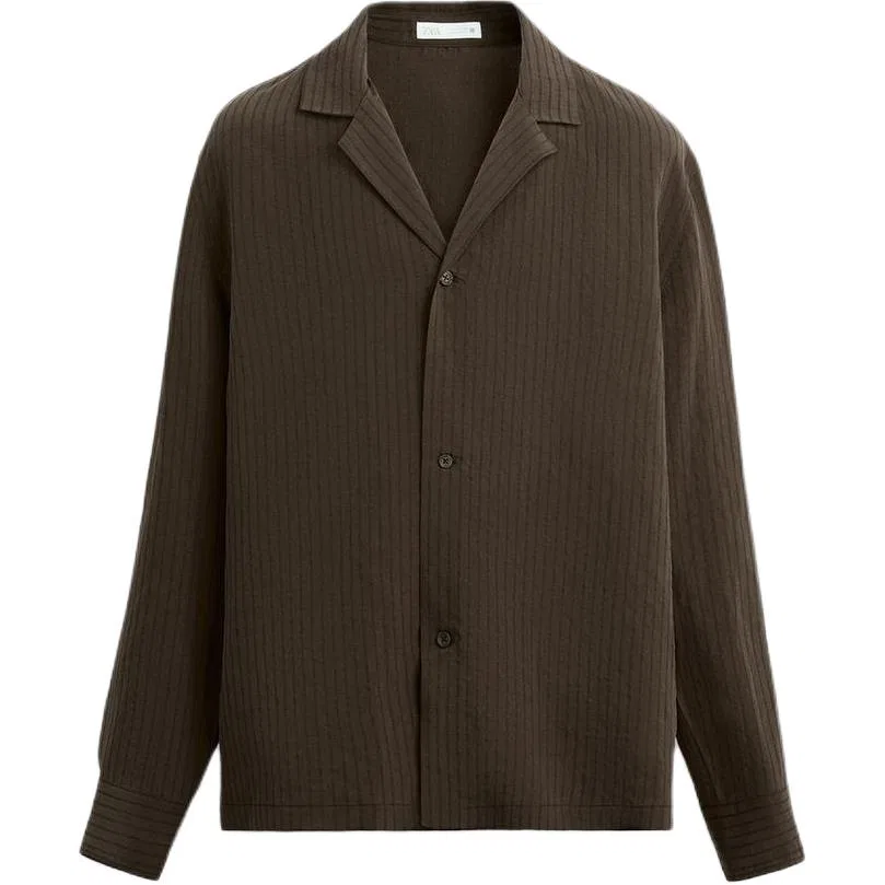 Мужская рубашка с отложным воротником Brown ZARA, Brown