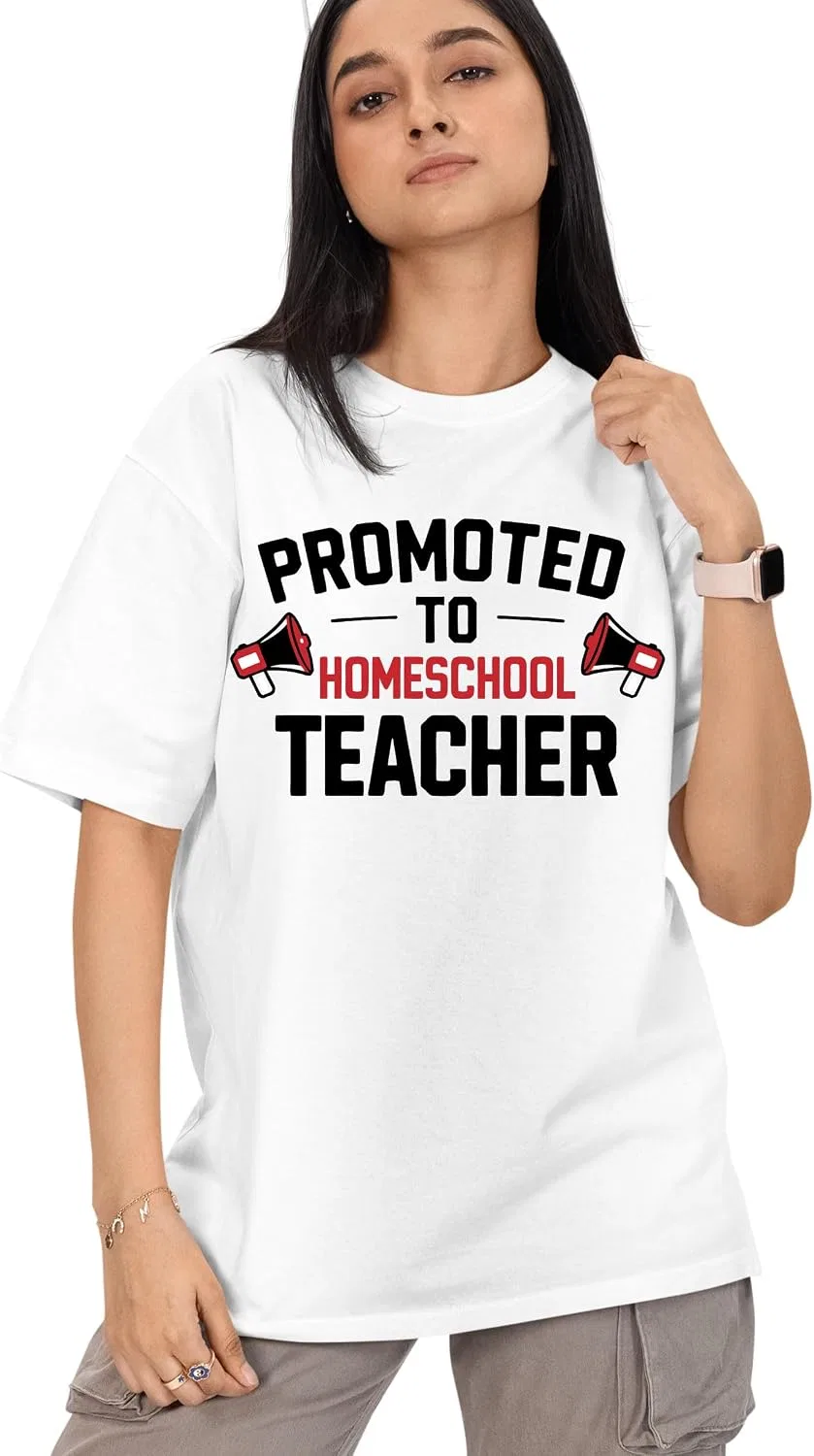 Женская футболка с принтом Homeschool Teacher, Dark Heather Grey — фото 4