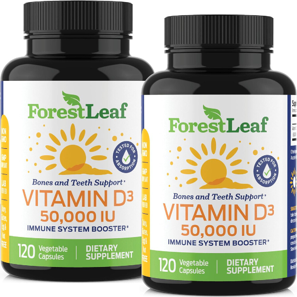 

Витамин D3 ForestLeaf Vegetable Capsules for Bones 50 000 МЕ, 2x120 растительных капсул