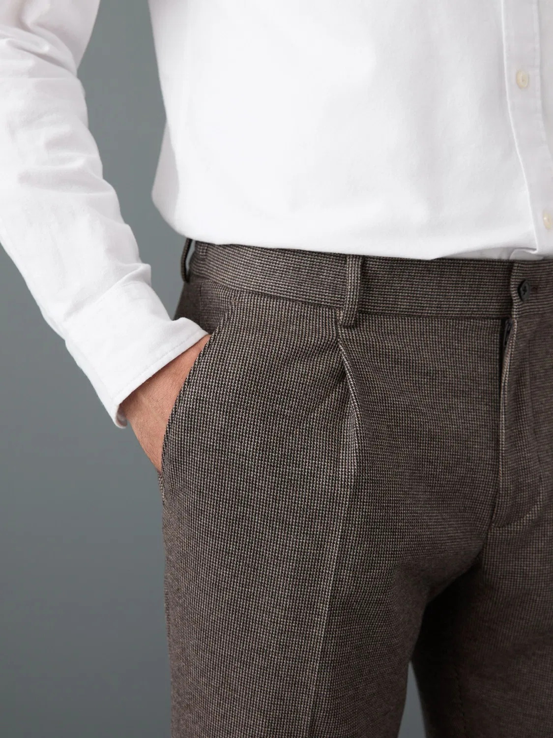 Брюки slim fit с эластичной спинкой Next, коричневый — фото 4