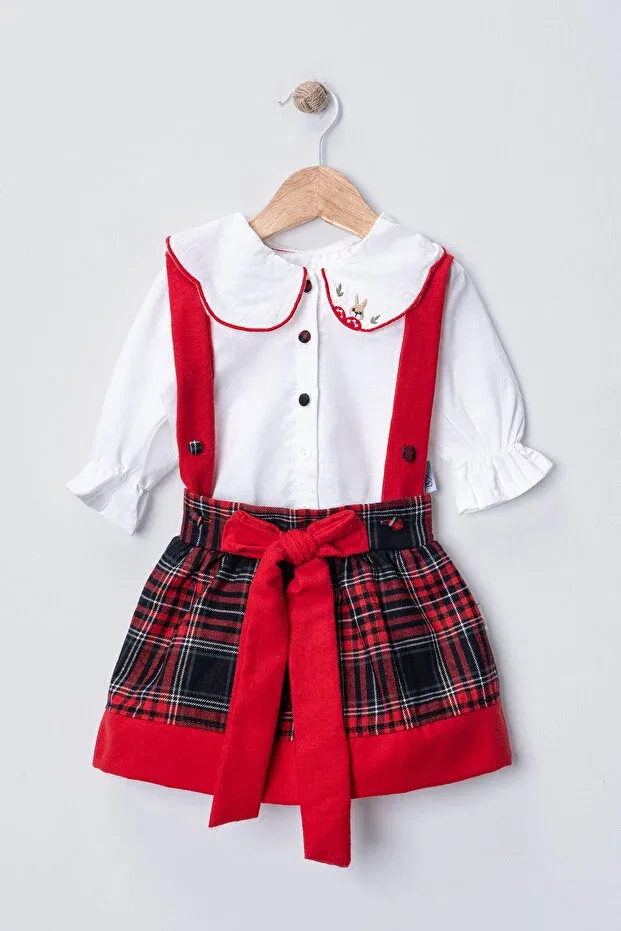 Детское платье для девочек с принтом Plaid rabbit embroidered Bebedexs Plus, Black — фото 2