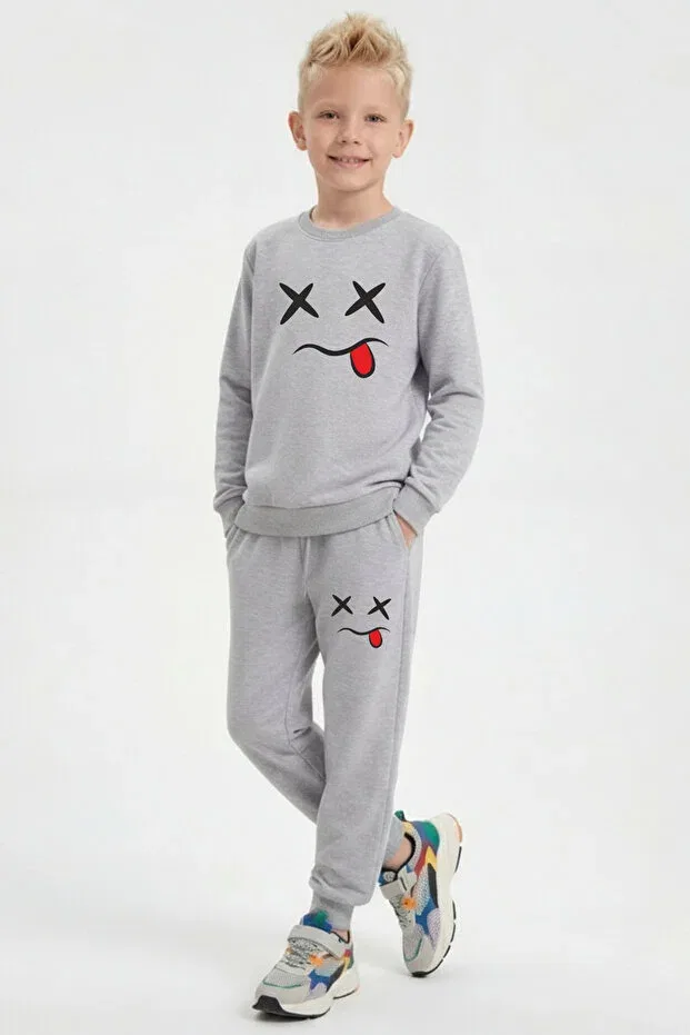 Детский спортивный костюм для мальчиков с принтом Fyk Kids, Gray
