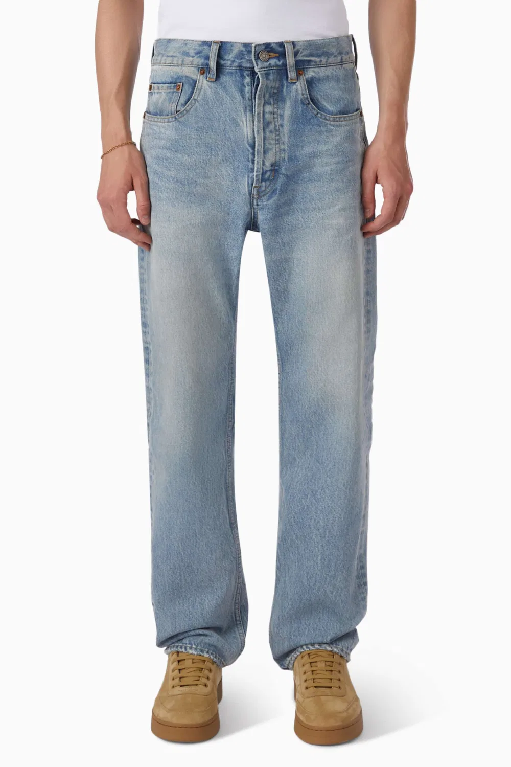 Джинсы свободные джинсовые SAINT LAURENT, синий