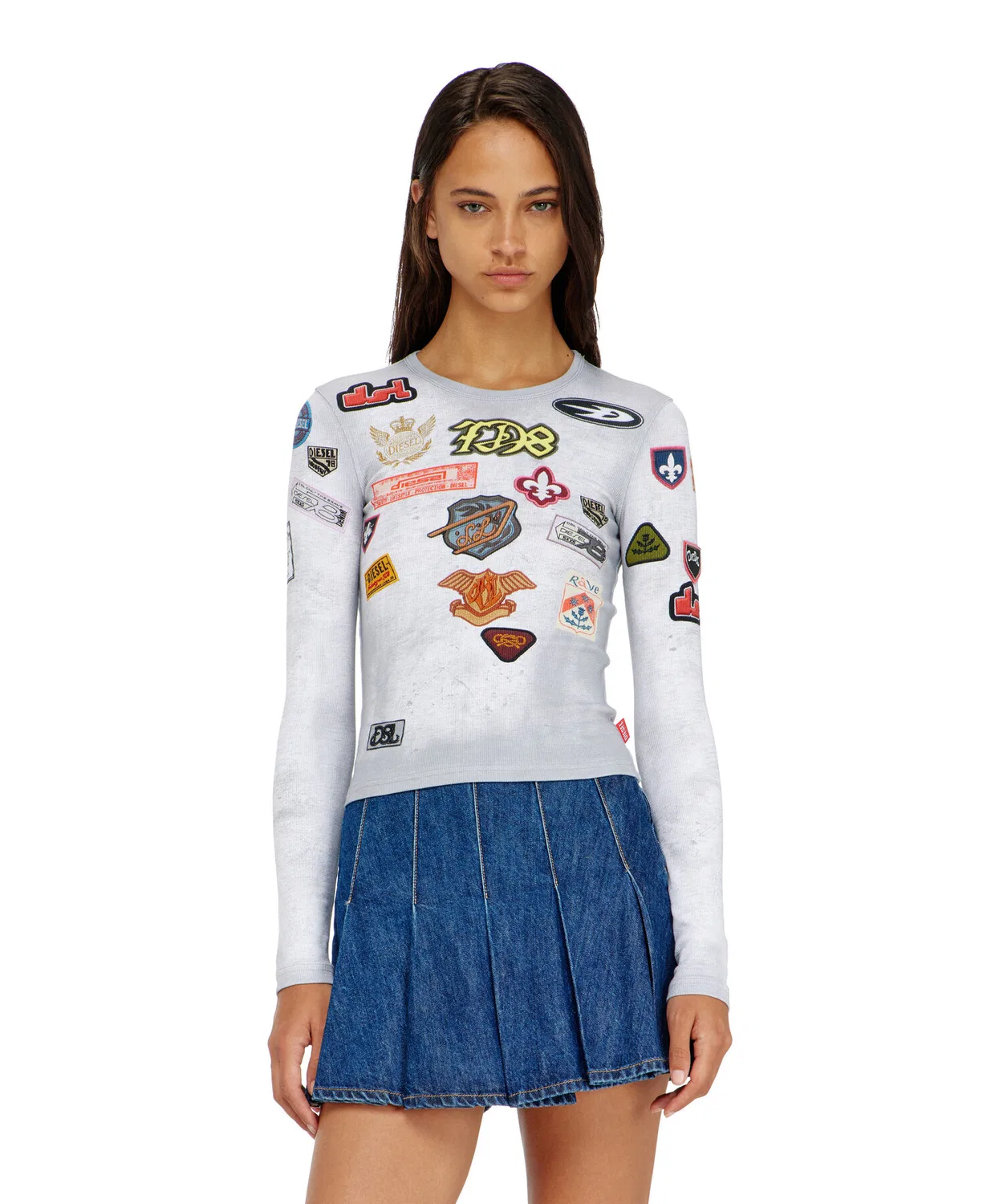 Женская футболка с длинным рукавомс аппликацией T-ELE-LONGSLEEVE DIESEL, White