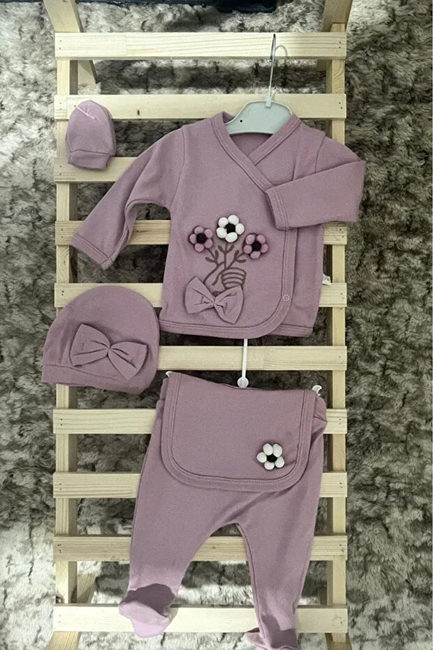 Детский комбинезон для новорожденных с тиснением Bamoola For Babies, Purple Embossing — фото 4
