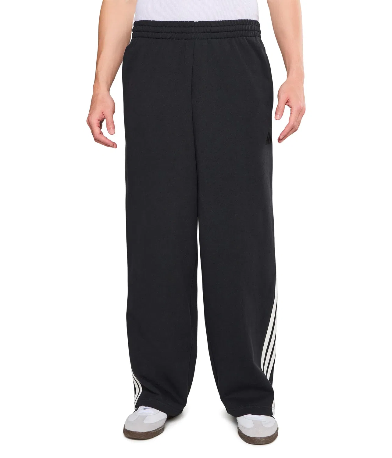 Комплект широких брюк с тремя полосками Adidas, Black/Off-White