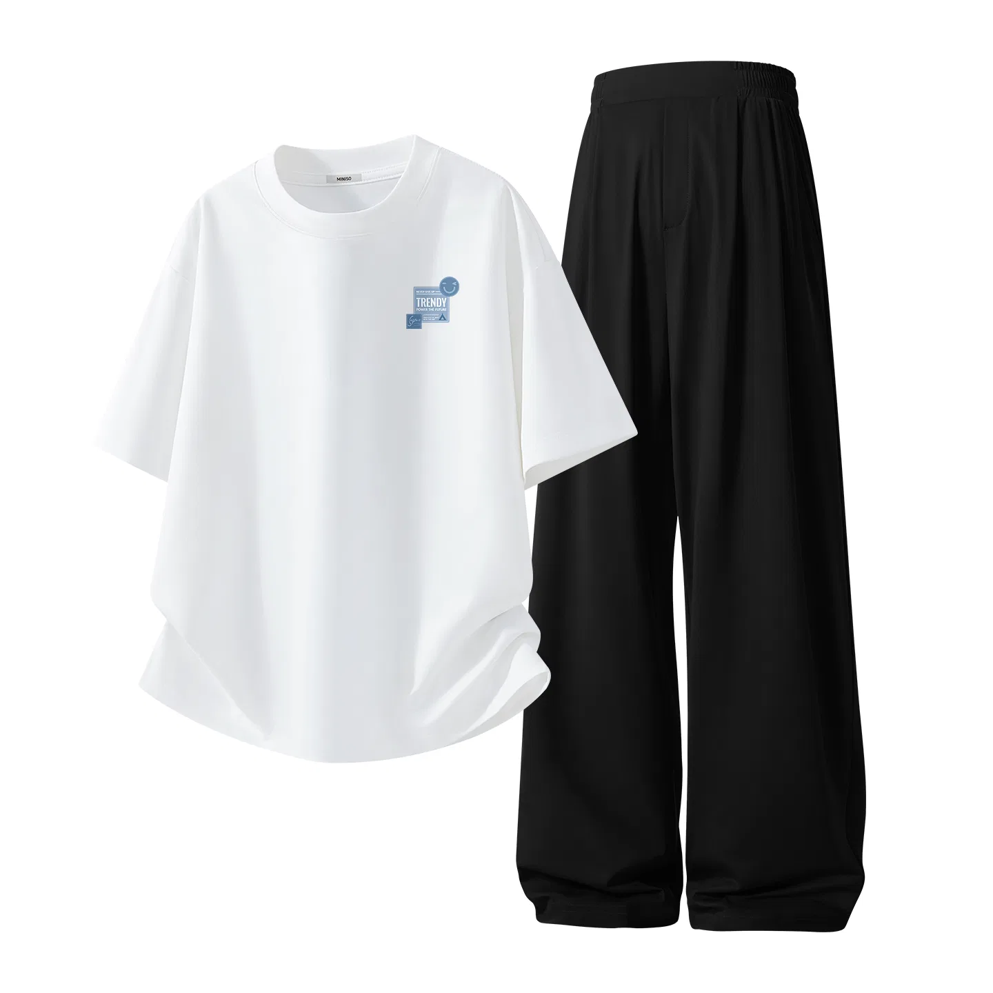 Комплект спортивной одежды детский Ma Smiley Face Label Chest Logo MINISO, White Black