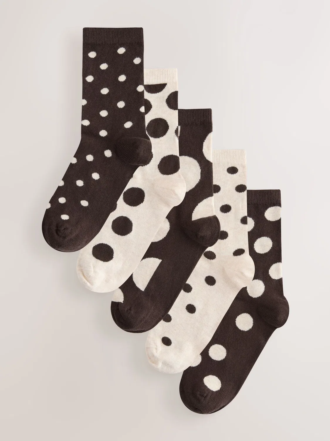 Носки женские, набор 5 пар, модель Ankle Socks Next, шоколадный коричневый/белый крапинка