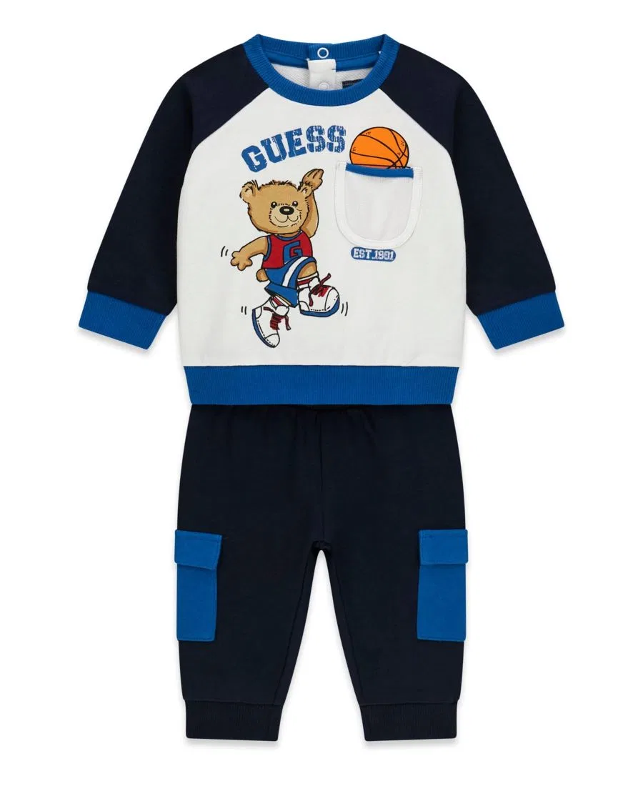 Комплект из лонгслива и карго-брюк с принтом GUESS, Blue Multi