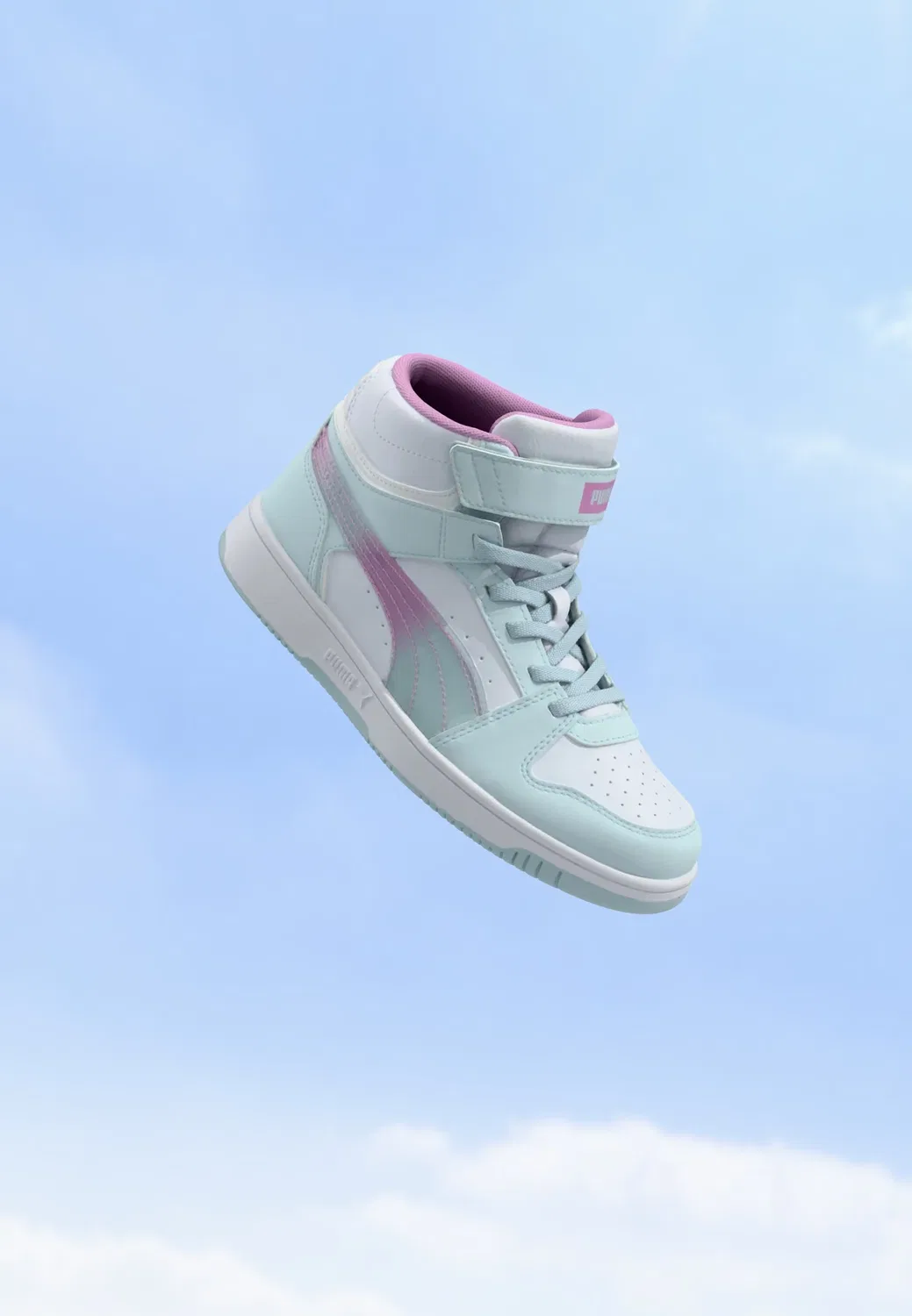 Rebound slam mid faded glow унисекс - высокие кроссовки Puma, Aqua Glow/Mauve Glow/White