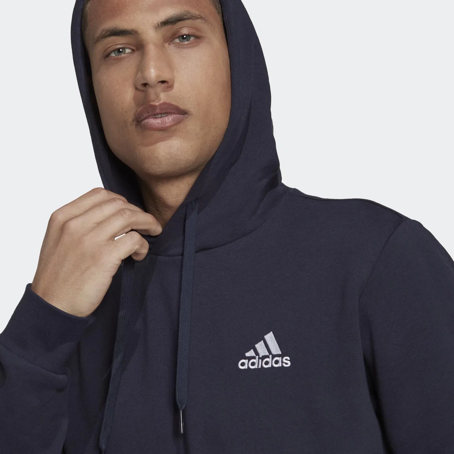 Мужское худи из флиса Essentials Fleece Hoodie Adidas, Petrolblau / Weiss — фото 4