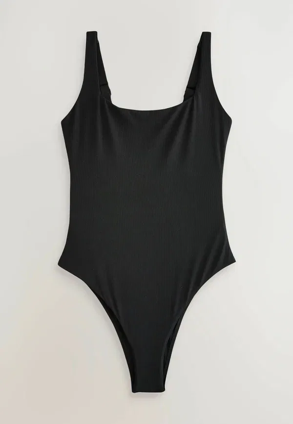 Купальник комплект из 3 шт, бесшовный, Regular fit - square neck swimsuits 3 pack, Next, красный, хаки, зеленый, черный, rib — фото 4