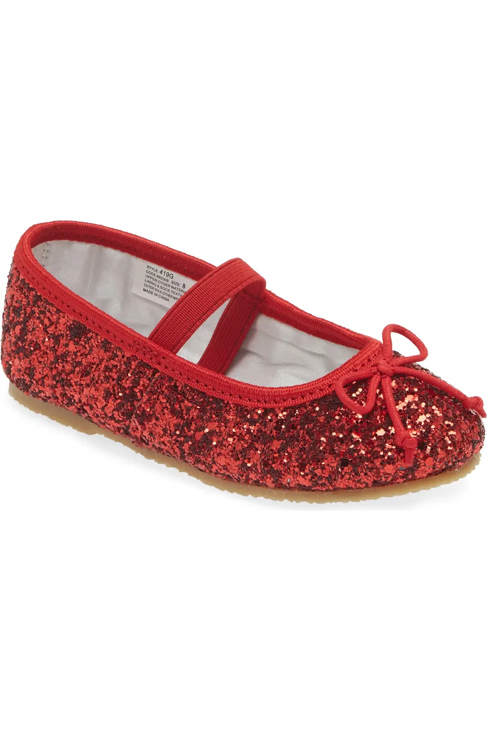 Детские туфли-лодочки с блестками и бантом Victoria L'AMOUR, Glitter Red