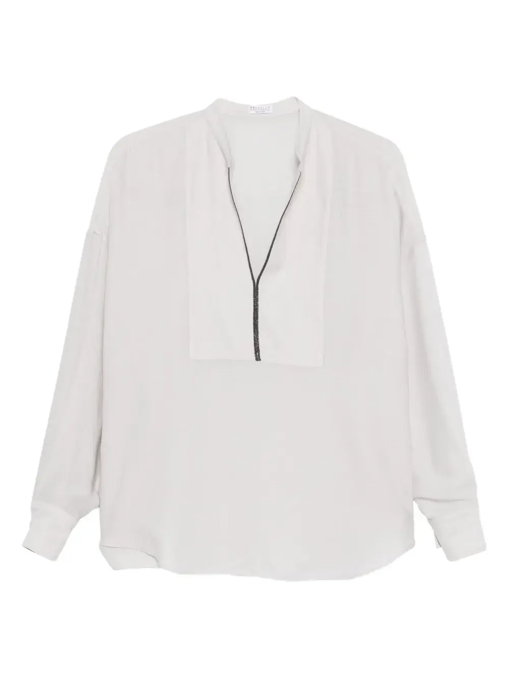 

Шелковая блузка с цепочкой Monili Brunello Cucinelli, серый