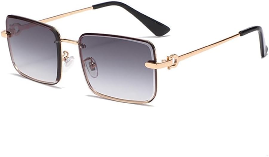 

Металлические маленькие солнцезащитные очки для женщин и мужчин, прямоугольные, винтажные, в стиле хип-хоп, женские очки с защитой от УФ-излучения UV400 HDUBFY, Gradient Gray