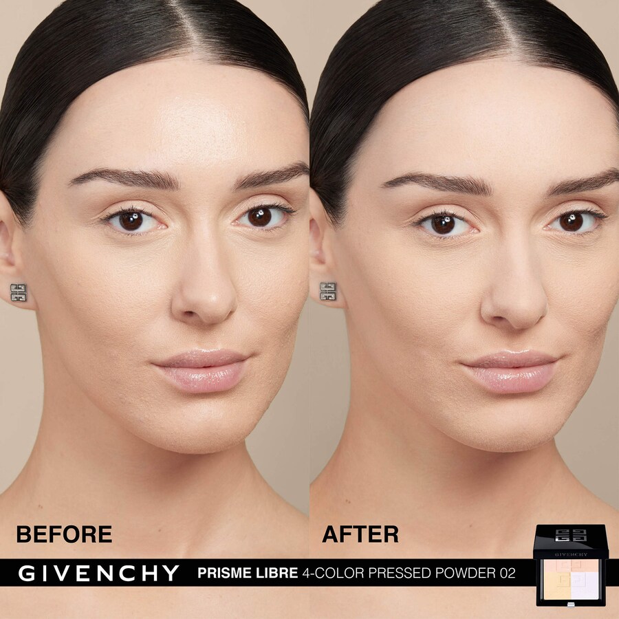 Прессованная матирующая пудра Prisme Libre для разглаживания и коррекции цвета Givenchy, 0.2 oz /7 g, 02 Satin Blanc — фото 2