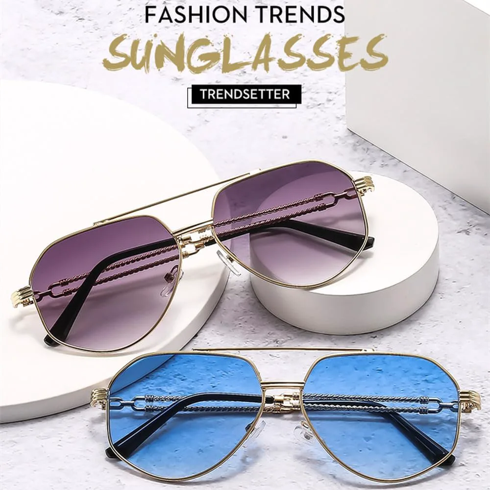 

Модные мужские солнцезащитные очки с многоугольными металлическими двойными лучами, стильные, для вождения, роскошные, с защитой от УФ-излучения UV400 LVTFCO, Gray