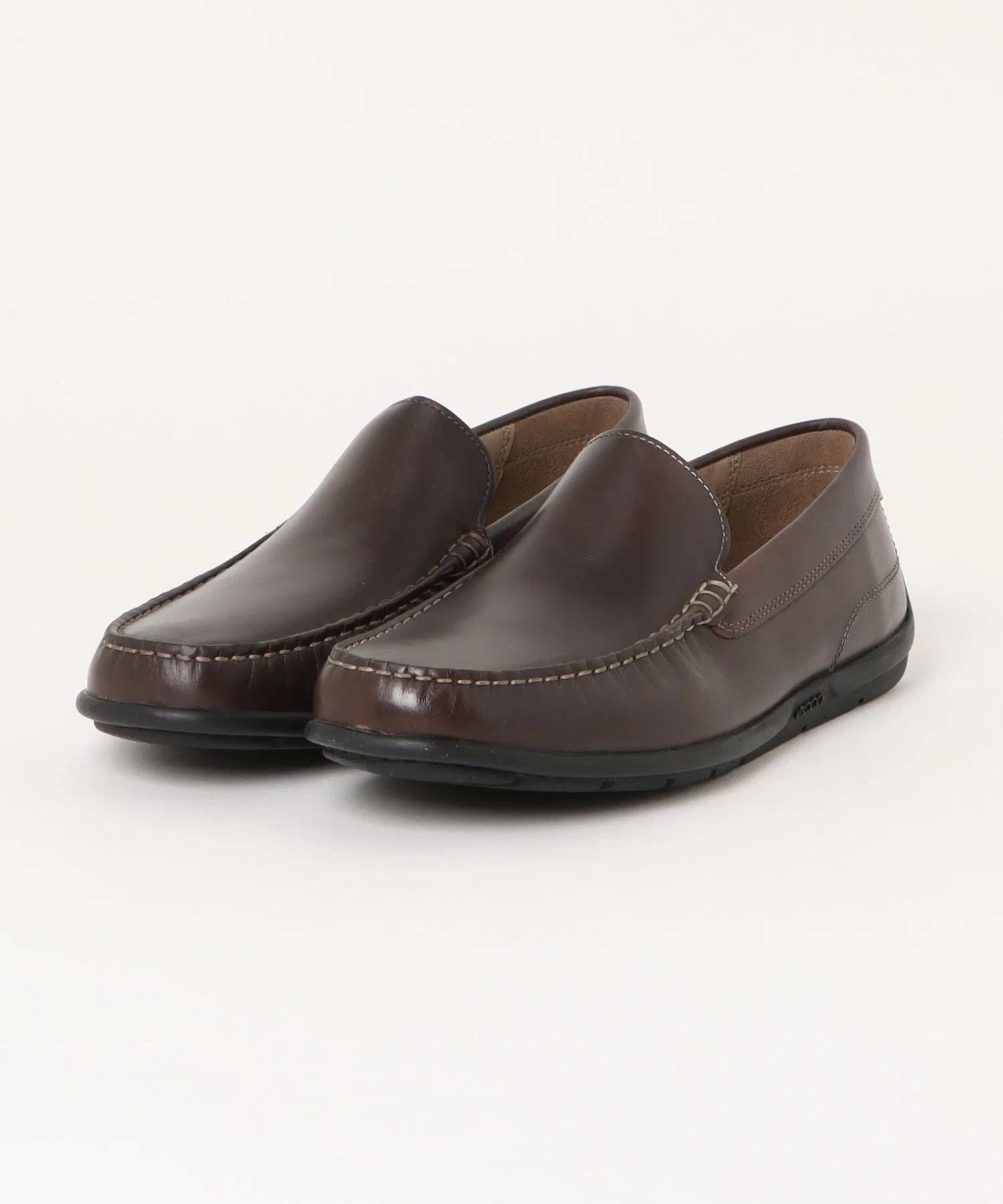 Мужские кожаные слипоны ECCO Classic Moc 2.0 тёмно-коричневые
