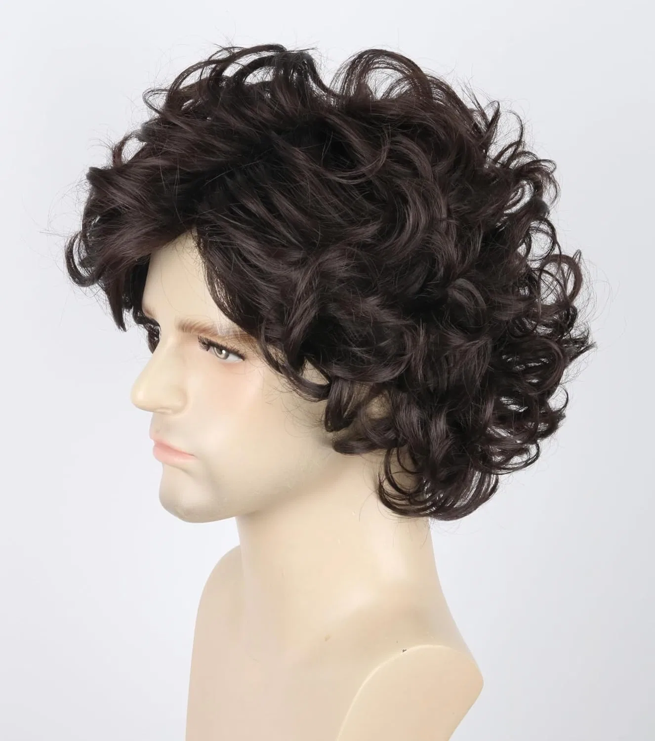 Короткий кудрявый мужской парик Topcosplay Topcosplay, Dark Brown-4A — фото 3