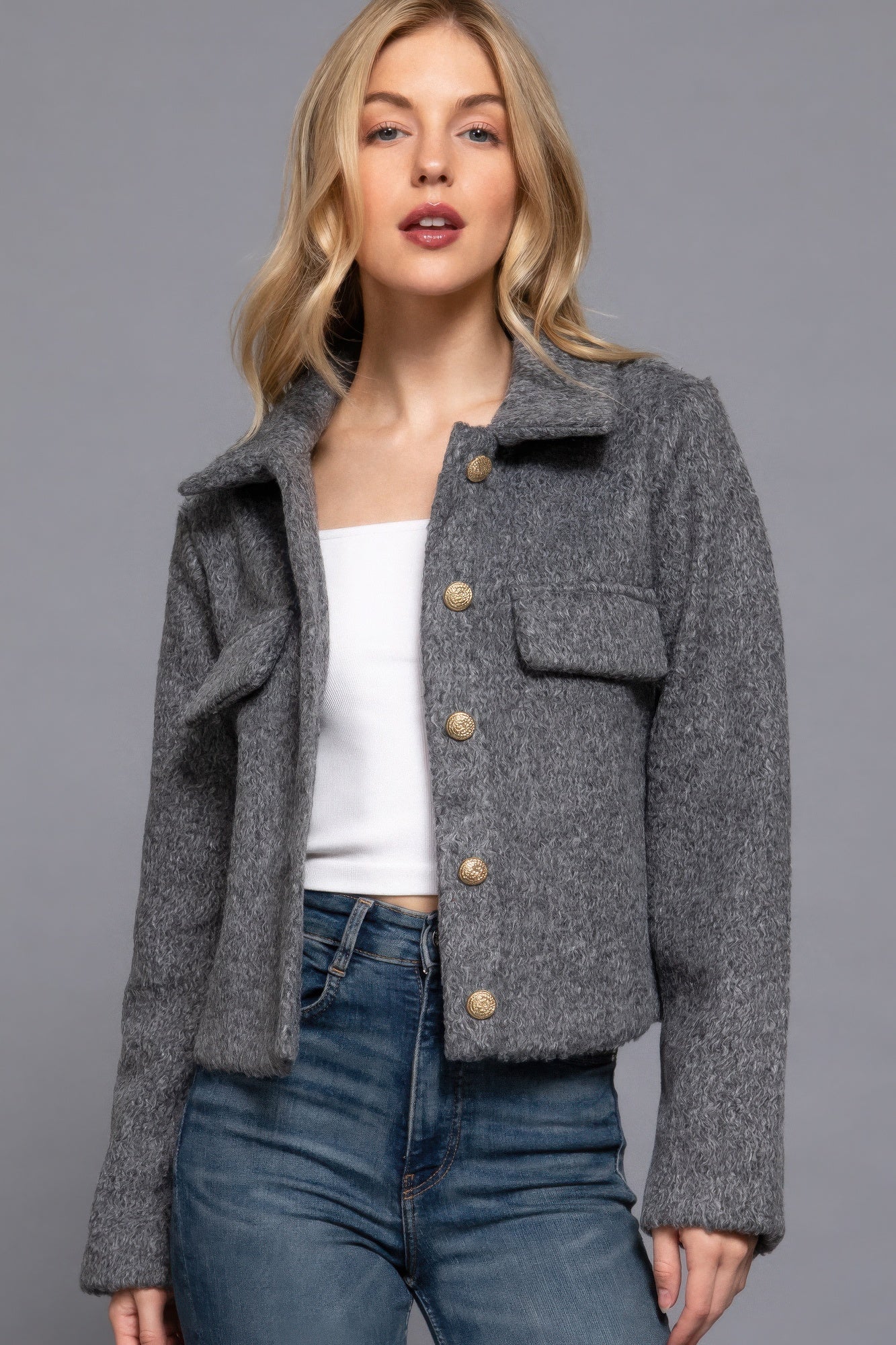 

Длинная короткая куртка из флиса Slv Teddy FASHNZFAB, цвет heather charcoal