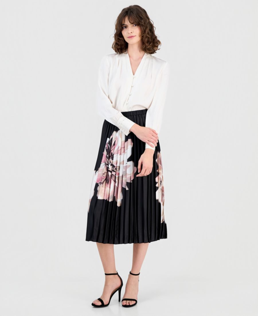 

Женская плиссированная юбка миди с принтом Anne Klein, Anne Black Multi