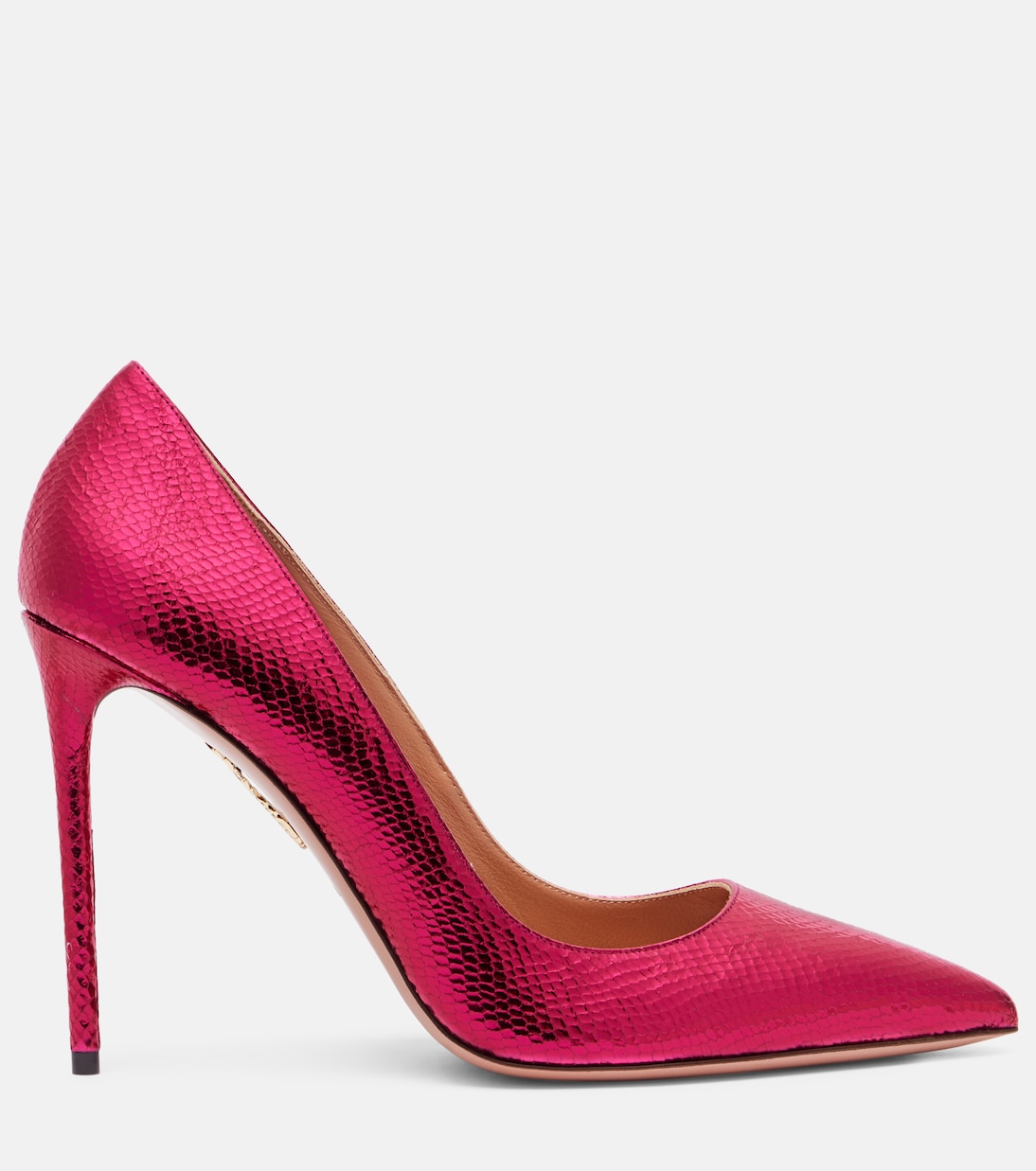 Туфли Purist 105 из кожи с эффектом змеи Aquazzura, Pomegranate — фото 4
