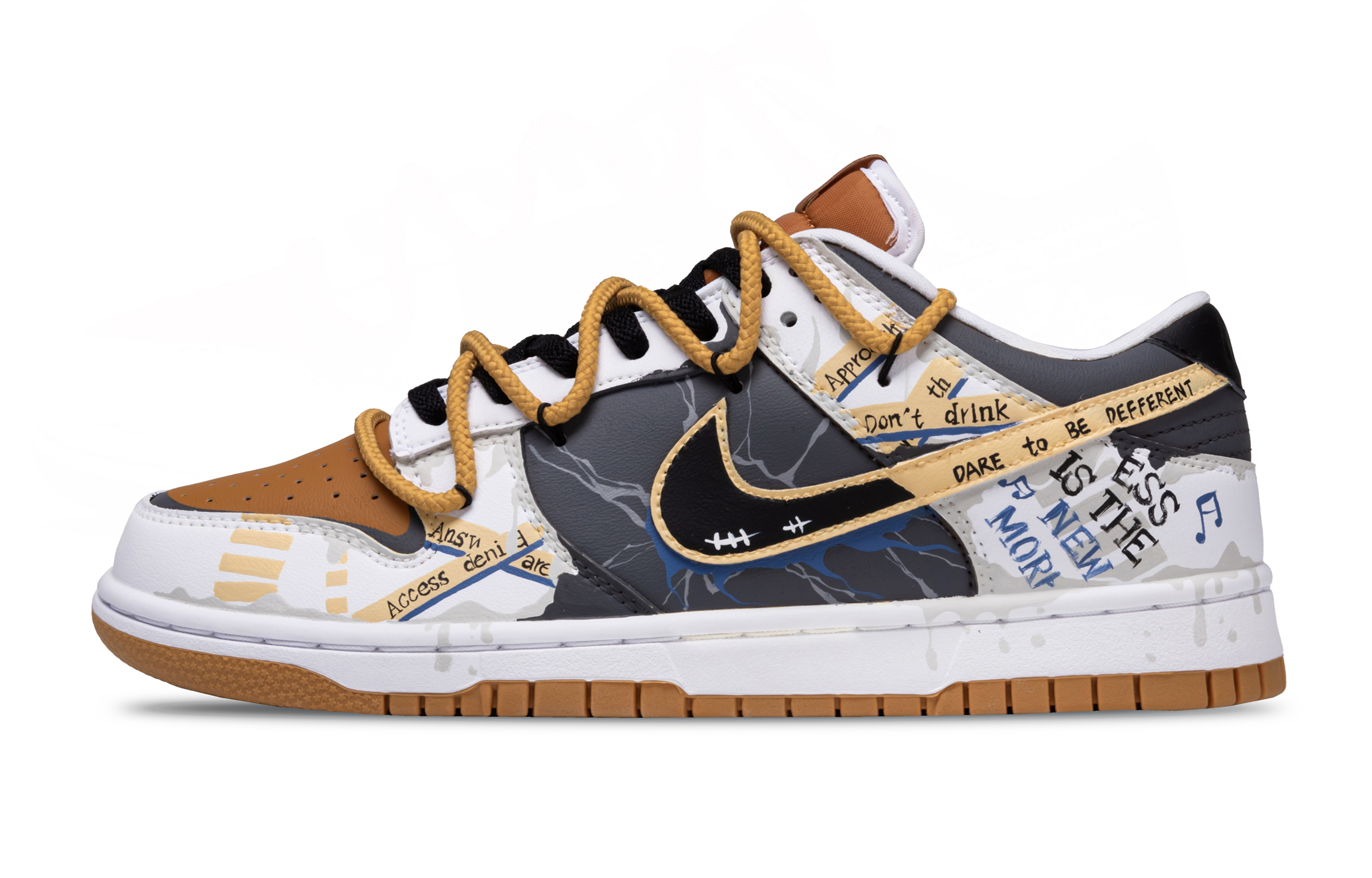 

Nike Кроссовки для скейтбординга Dunk Freedom Of Everything, износостойкие, низкие, мужские, белые, серые, коричневые