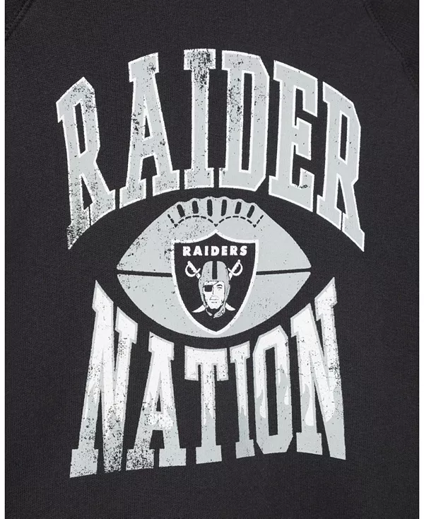Унисекс флисовая куртка-реглан с символикой NFL Las Vegas Raiders Hot Route - для маленьких и больших детей. Junk Food Clothing, черный — фото 3
