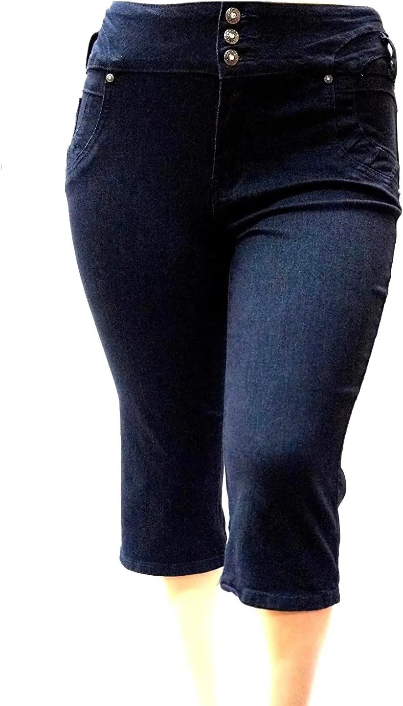 

LA CHULA Женские джинсы-капри Plus Size Stretch Premium черные HIGH Waist