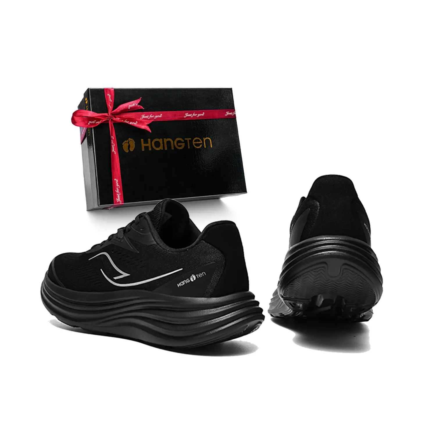 

HANG TEN Амортизирующие нескользящие износостойкие дышащие легкие кроссовки с низкой отдачей для мужчин Midnight Black, цвет Midnight Black