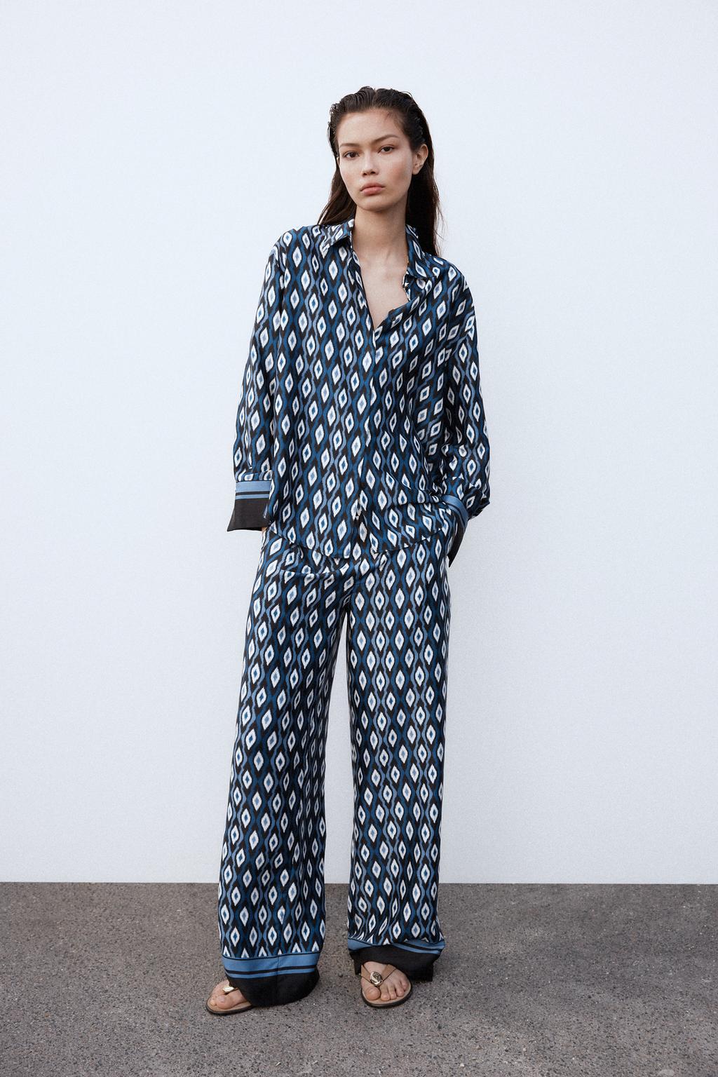 

Рубашка с геометрическим принтом ZARA, цвет Blues
