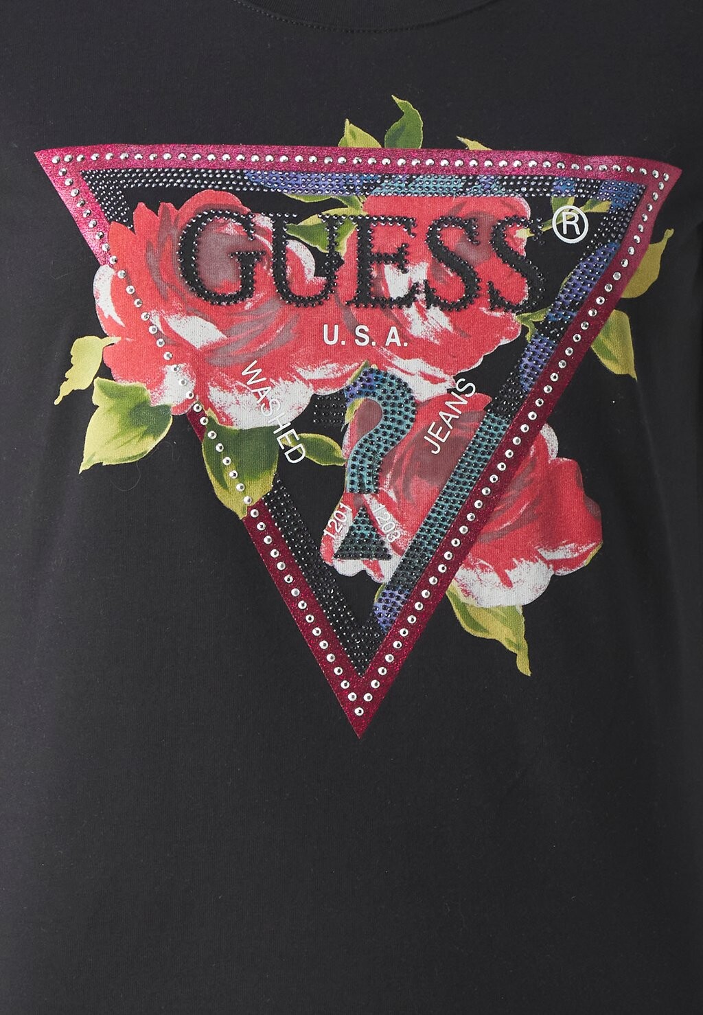 

Принт на футболке ROSES TRIANGLE TEE Guess, черный