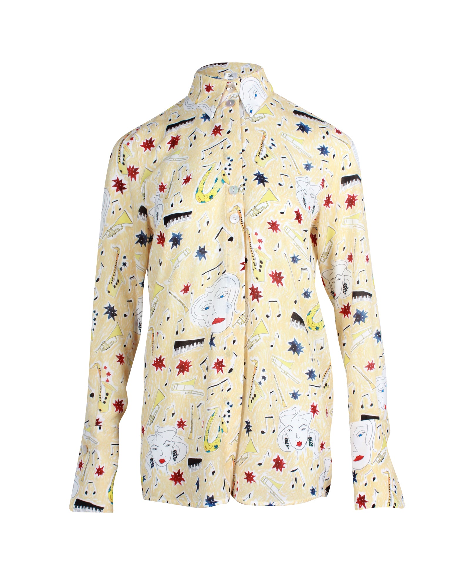 

Рубашка Victoria Beckham Music с длинными рукавами и застежкой на пуговицы из светло-желтого полиэстера Victoria Beckham, желтый