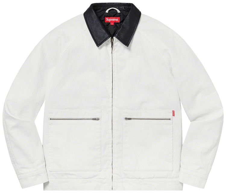 

Куртка Supreme Leather Collar Work Jacket 'Natural', белый