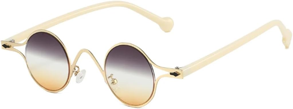 

Солнцезащитные очки с защитой UV400 | Металлическая оправа, панк, маленькие круглые | для женщин и мужчин, для занятий спортом на открытом воздухе и вождения DSVIGF, C6 Golden Beige