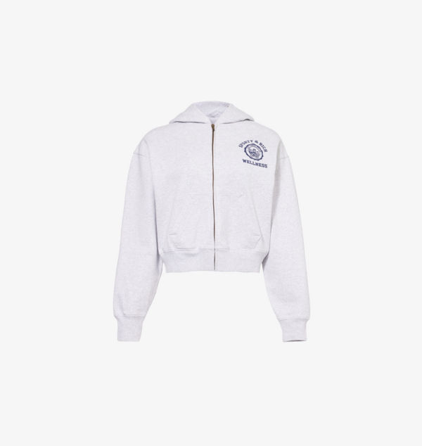 

Укороченная хлопковая толстовка Paris Sporty & Rich, серый