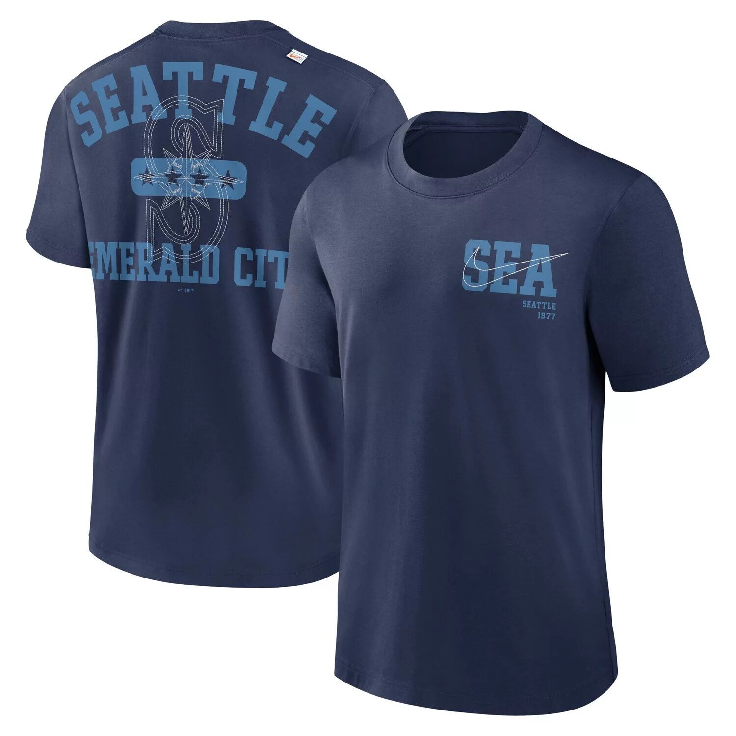 

Мужская темно-синяя футболка Seattle Mariners Statement Game Over Nike, Синий, Мужская темно-синяя футболка Seattle Mariners Statement Game Over Nike