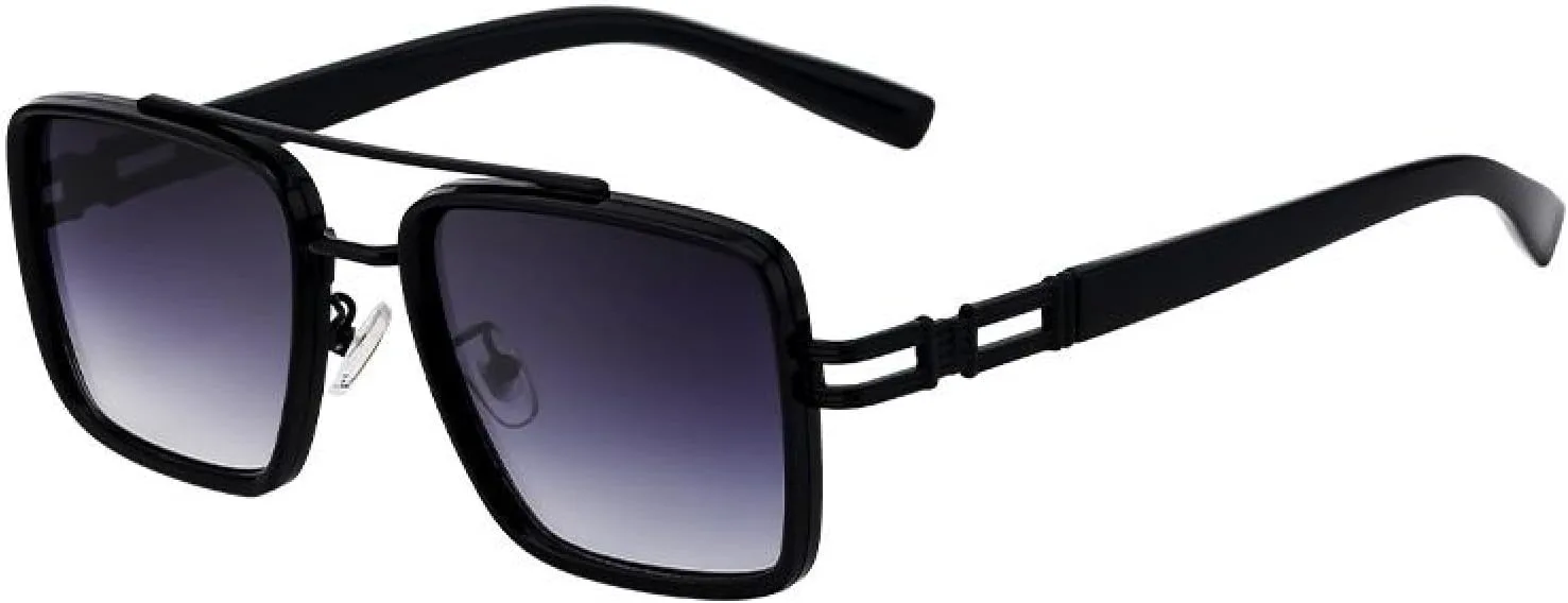 

Мужские солнцезащитные очки с двойной металлической оправой, роскошный трендовый градиентный винтажный дизайн, защита от УФ-излучения UV400 TVTBBVV, C1blackdoublegrey