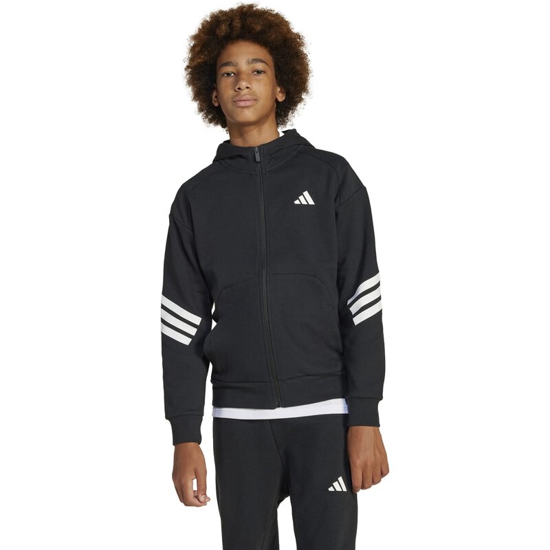 Толстовка с капюшоном Future Icons с тремя полосками для детей Adidas, черный — фото 2