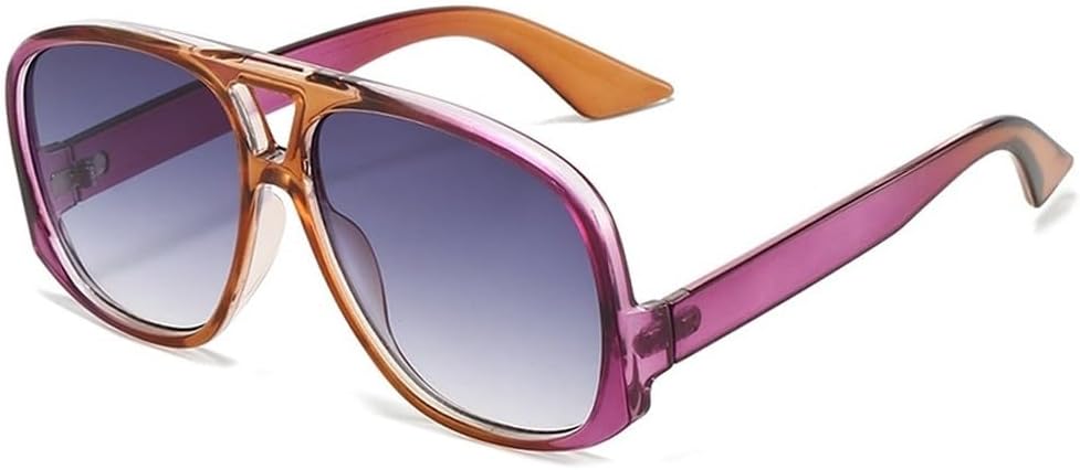 

Женские солнцезащитные очки-пилот с двойной перемычкой большого размера, модные градиентные очки с защитой от УФ-излучения UV400. Мужские солнцезащитные очки в трендовом зелено-розовом цвете SKFGNX, Tea Purple Grey