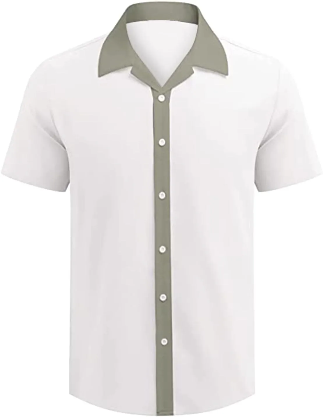 Мужская стильная рубашка с лацканами и короткими рукавами и футболка Casual Top Generic, зеленый — фото 3