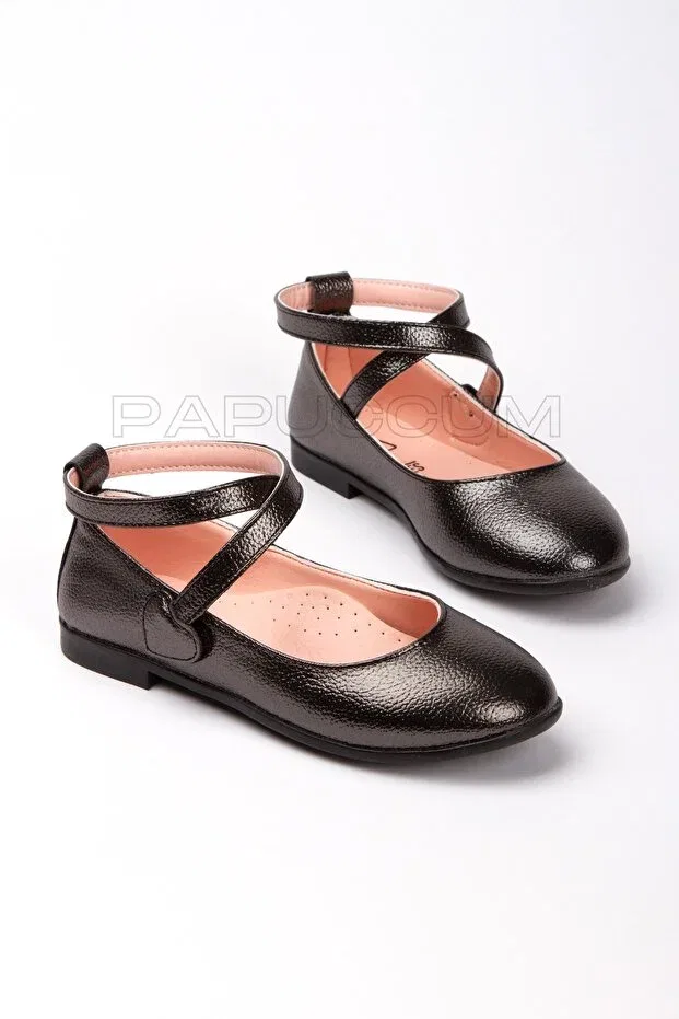 Детские балетки для девочек с коротким каблуком P Papuccum Ortopedi Çocuk Ayakkabıları, Platinum