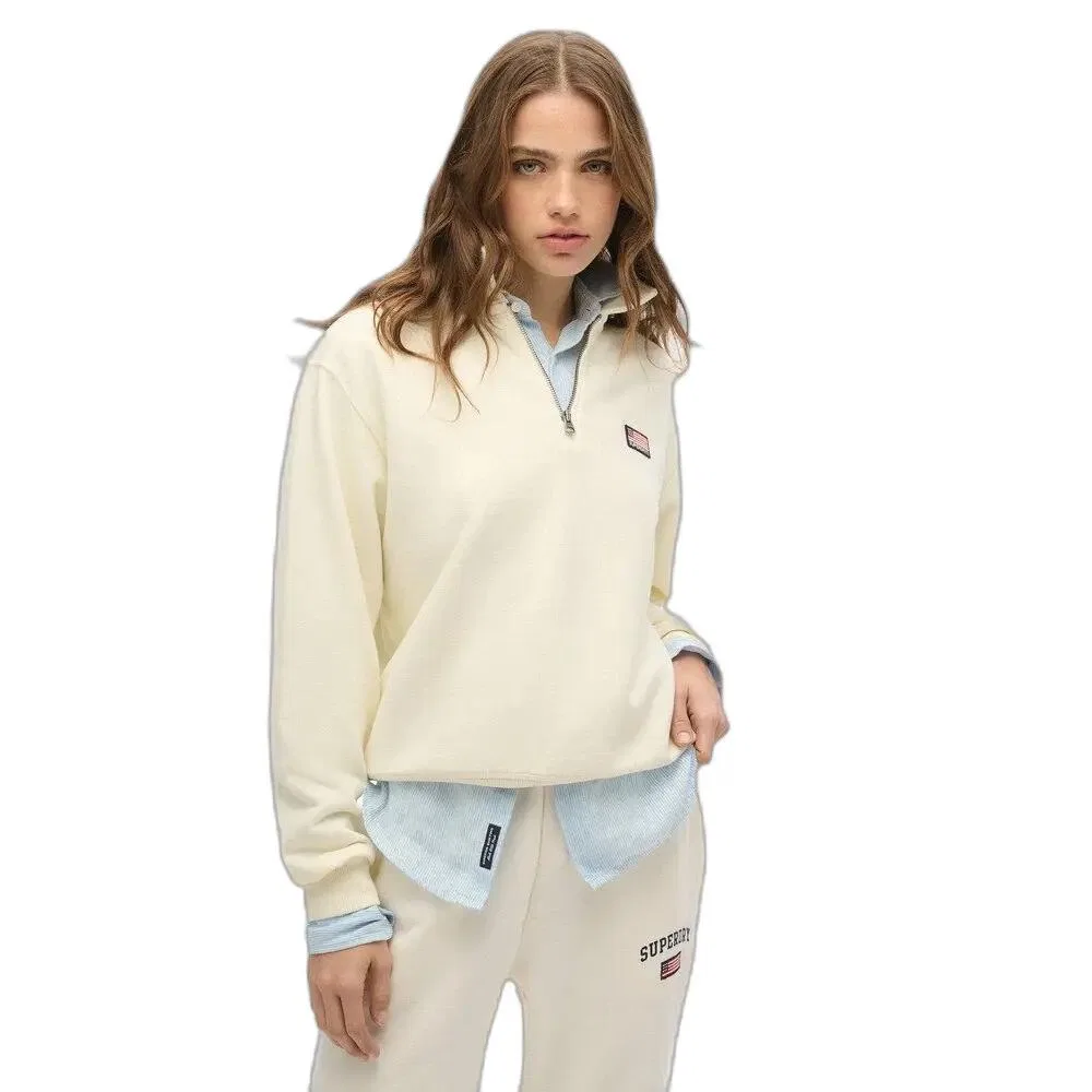 Женский пуловер с воротником Athletic Collared Superdry, Weiss Baumwollweiss