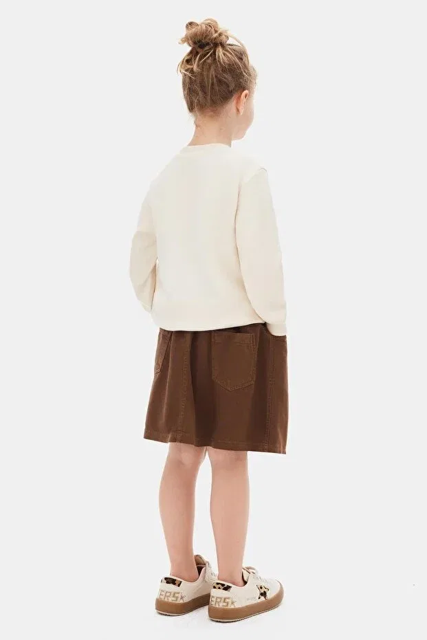 Детские свитшот для девочек с длинным рукавом Generic Brands, Cream Brown — фото 2