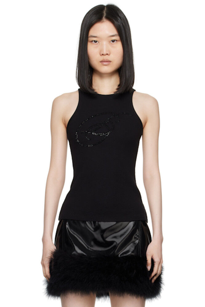 

Черная майка с логотипом Crystal-Cut Blumarine
