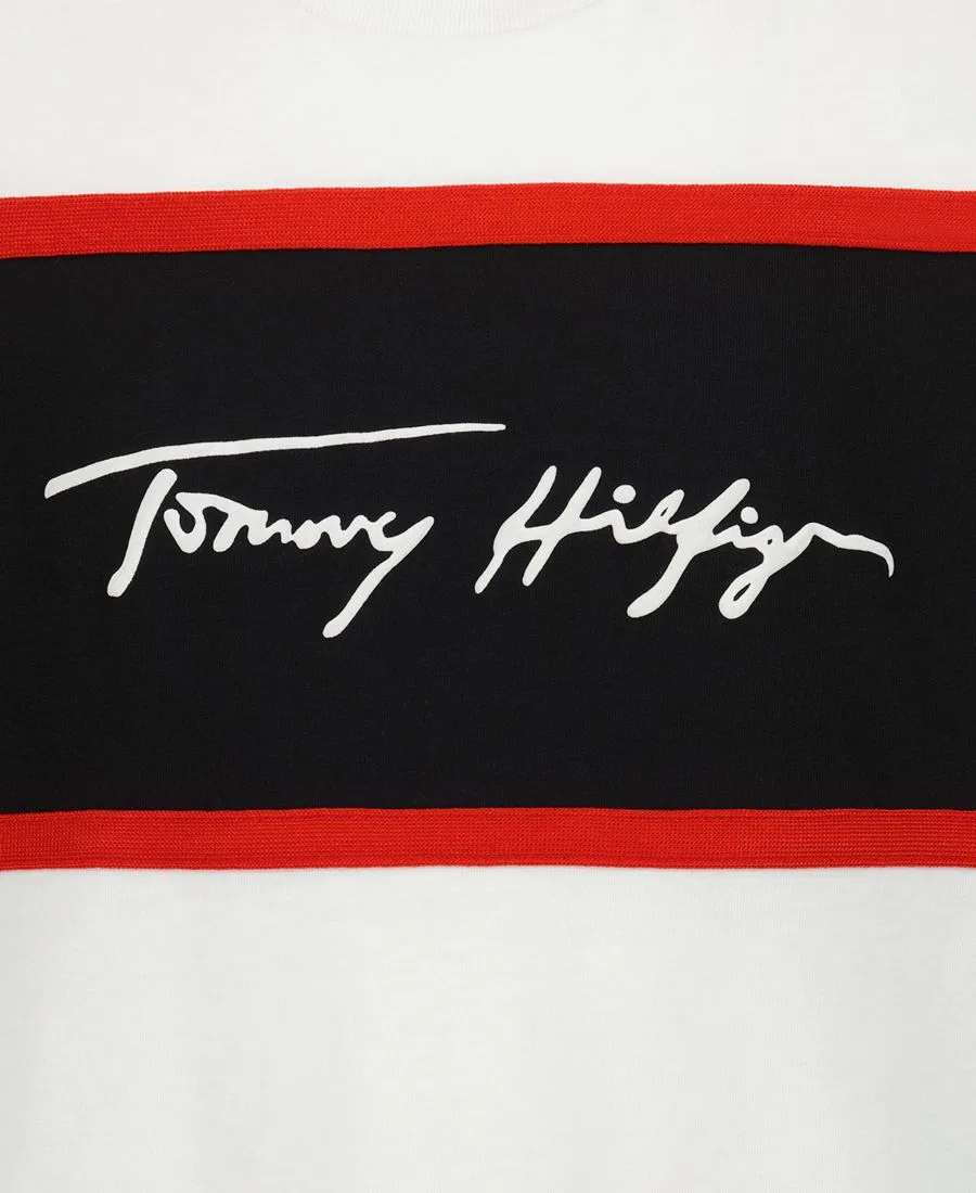 Детская футболка с коротким рукавом, цветные блоки, размер 2T-7 Tommy Hilfiger, White/Header — фото 4