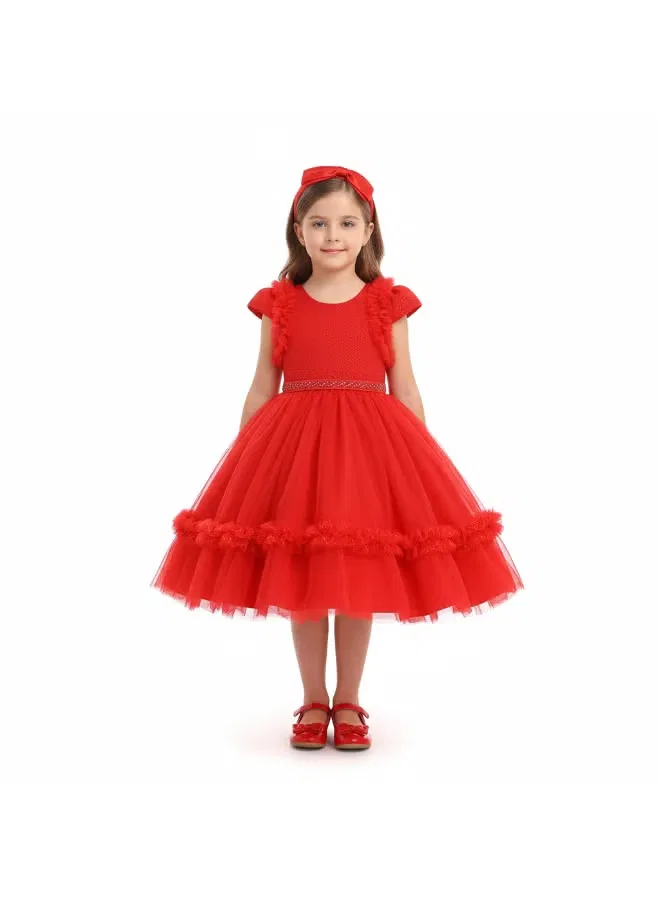 Платье с рюшами Mini glam Bidani, красный