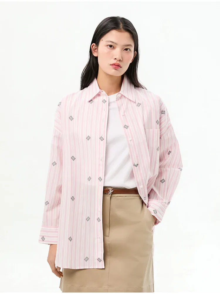 Рубашка с полосками, свободный крой TOMMY HILFIGER, Light Pink